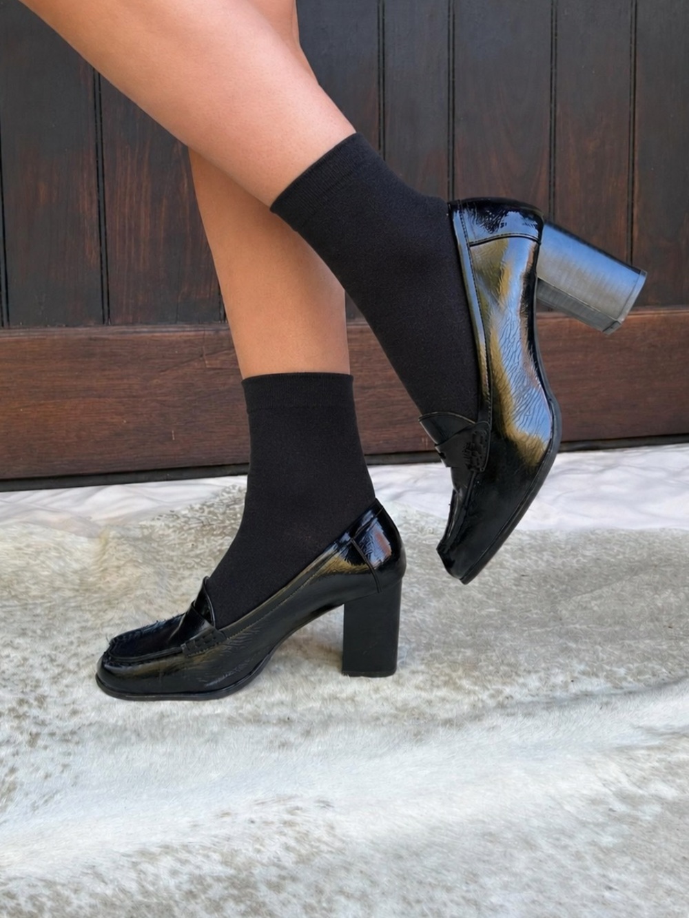 Jones New York Vintage Cypress Black Patent Heeled Loafers Women’s Size 9M